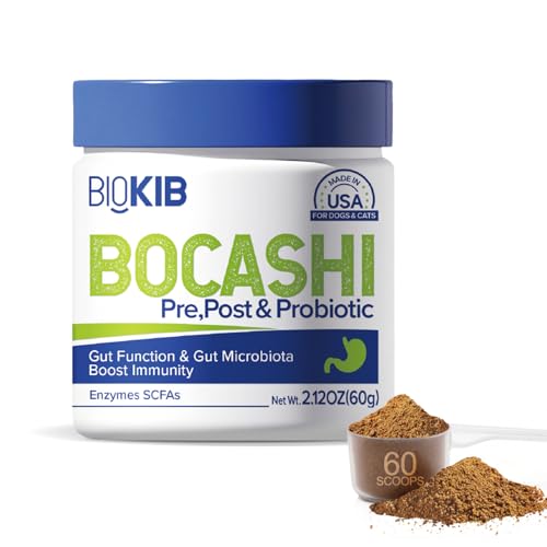 BOCASHI Dog Probiotics, Dog & Cat Fermented Nutritional Powder - Food Topper for Digestive Health, Gut Support, Diarrhea & Constipation, Immune Booster - Natural, Made in USA - 60 Scoops