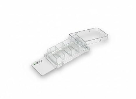 SPL Cell Culture Chamber Slide, Clear, 4 Wells, PS Frame, Flux Slide, PP Holder, 0.5~1.3ml, Sterile, Case of 12 // 2 Pack of 6