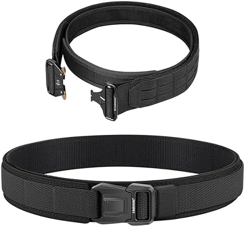 FAIRWIN 2 Pack Heavy Duty Belt, Men's Tactical Combat Belt with Quick Release Harness Buckle