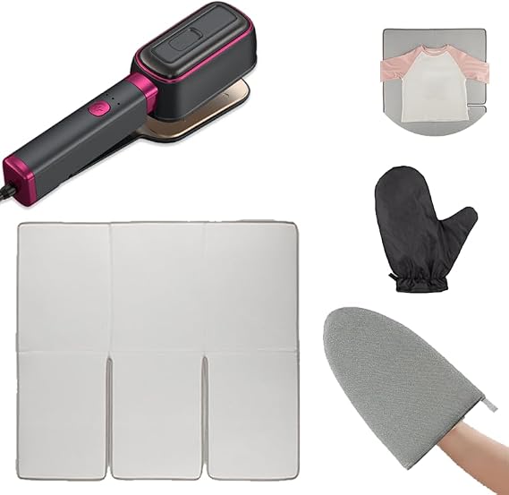 Portable Travel Steamer & Foldable Steamer Board Set, Heat Resistant Iron Board for High Pressure Clothes Steaming,1000W Fabric Wrinkle Remover, Portable 3-in-1 Iron with 15S Fast Heat-up