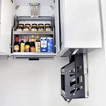 Kitchen Organiser 2 Tier Pull Out Cabinet Organiser Drop Down Shelf Blind Pull Out Dish And Spice Rack System Double Wall Mounted Pantry Organiser(40 cm wide,H 52cm)