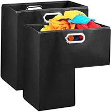 2Pcs L-Shape Stair Basket With Handles and Internal Support, Collapsible Felt Storage Organizer for Office Home Household Items (Black)