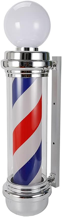 85cm/33.5in Pole Light, Barber Shop Pole Red Blue White Stripes Light, Classic Hair Salon Open Sign, Wall-Mounted Pole Lights, Barber Shop LED Pole Lights