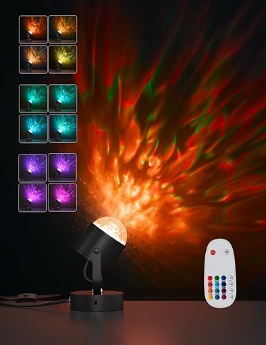 Joyzy Plug-in Dynamic Ocean Wave Table Lamp with Remote Water Ripple Night Light Projector for Room Party Christmas Decoration, Color Changing Ambient Lamps, Vivid Videography Projection
