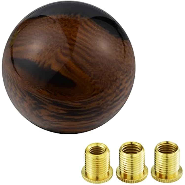 Arenbel Car Gear Shifter Lever Knob Polished Ball Shift Stick Handle Replacement Fit Most Manual Auto Vehicles, Black and Brown