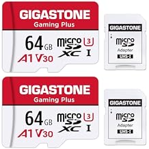For Switch 1 Only GIGASTONE 64GB Micro SD Card 2-Pack, Gaming Plus, MicroSDXC Memory Card for Nintendo-Switch, 4K UHD Video Recording, UHS-I U3 C10 A1 V30, up to 90MB/s, with Adapter