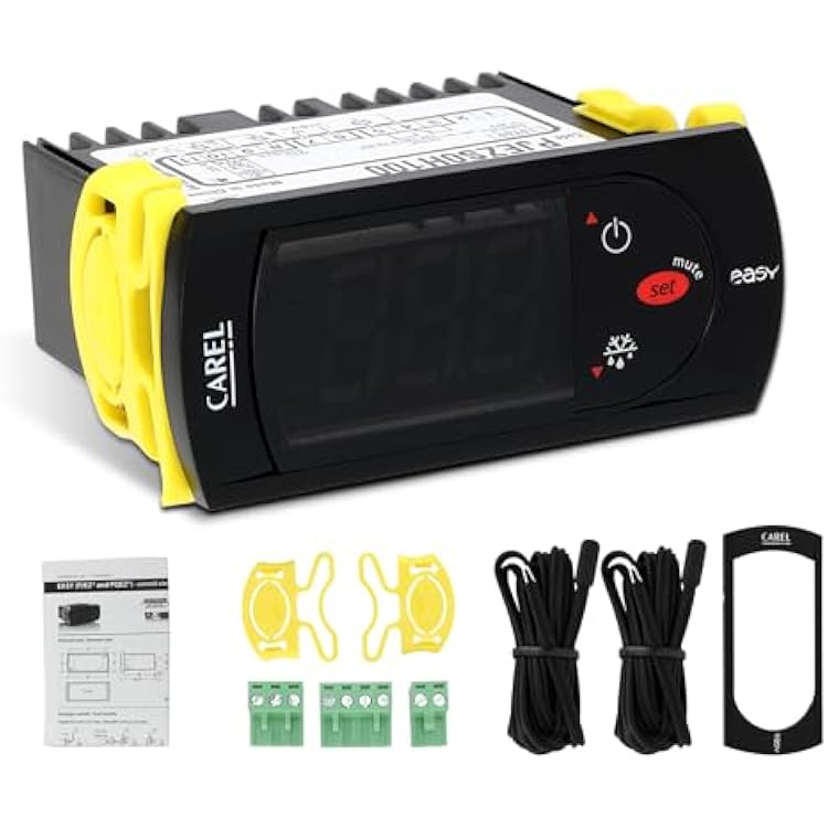 Carel Temperature Controller PJEZS0H100, Digital Thermostat with Temperature Sensor Probe, 115V, Compatible with Carel and All Refrigerator Types, Mounting Hardware and Instructions, Original OEM