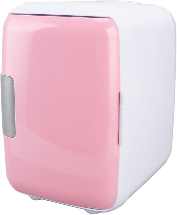 Mini Refrigerator, 4L/6 Can Personal Refrigerator Cooler Removable Partition Compact Skincare Refrigerator Portable Drink Refrigerator for Skin Care, Food, Medicine, Travel, Automotive Pink