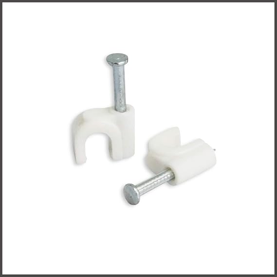 Steren Single RG6 Nail-in Cable Mounting Clip White 100 per Bag, Cable Clips - Wire Clips - White Cable Clips - 100 Piece Bag - STEREN 200-961WH