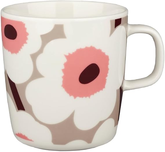 MARIMEKKO Oiva Unikko Mug Refine Your Kitchen Decor with Our Iconic Floral Stoneware Stylish Porcelain Coffee Mugs to Elevate Your Drinking Experience (13.5oz)