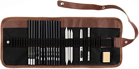 Sketching Pencil Set, 21/29Pcs Professional Sketching & Drawing Art Tool Kit with Graphite Pencils, Charcoal Pencils, Paper Erasable Pen, Roll Up Canvas Carry Pouch for Beginners Artist Students