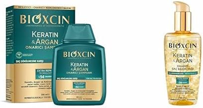 Bioxcin Keratin & Argan Onarıcı Şampuan 300 Ml - Yıpranmış Ve Hasar Görmüş Saçlar & Bioxcin Keratin & Argan Onarıcı Saç Bakım Yağı 150 Ml - Yıpranmış Ve Hasar Görmüş Saçlar