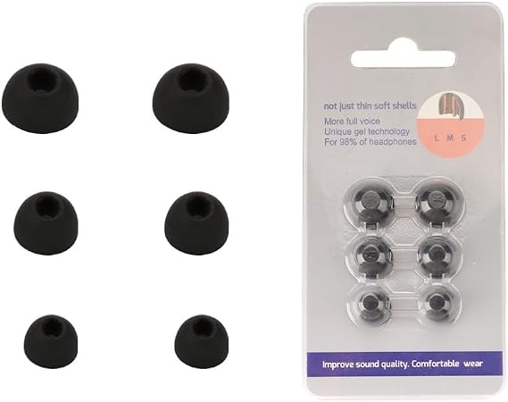 3 Pairs Earbuds Tips Replacement Compatible for CMF by NOTHING BUDS Pro 2, Silicone Ear Tips Headphone Covers Earpads In Ear Eartips Buds Cups Headset Ear Caps Sleeves Cover (S/M/L) (BLACK)