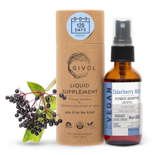 Organic Elderberry Mist Sambucus Nigra Liquid Extract Quality Liquid Formula for Kids & Adults High Flavonoid Levels, Easy Absorption, Non-GMO, Vegan 120-Day Supply