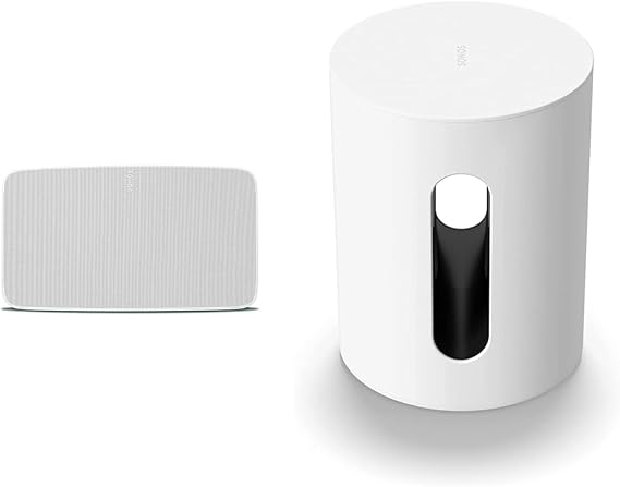 Sonos Wireless Speaker and Mini Subwoofer Set: Sonos Wireless Speakers Five White + Subwoofer Sub Mini White