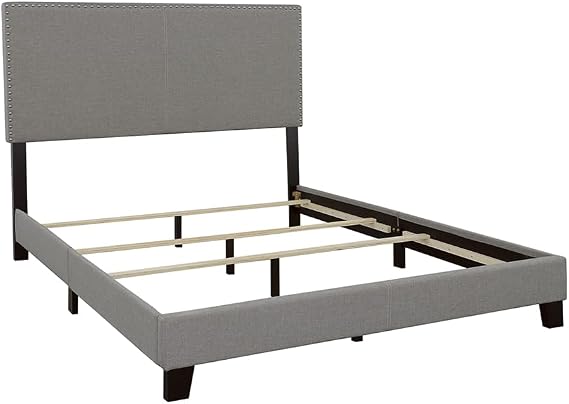 Coaster Home Furnishings Boyd Transitional Fabric Upholstered Queen Size Panel Bed Frame 50-inch Headboard Grey 350071Q