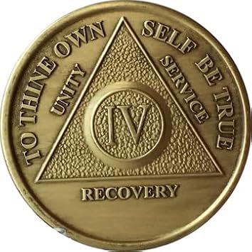 4 Year AA Medallion Traditional Bronze Raised Center Sobriety Chip