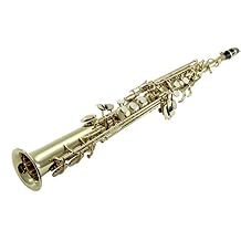 Sky Band Approved Bb Gold Plated Soprano Saxophone with Lightweight Case, Gloves, Cleaning cloth and rod, and Mouthpiece, beautiful Sound