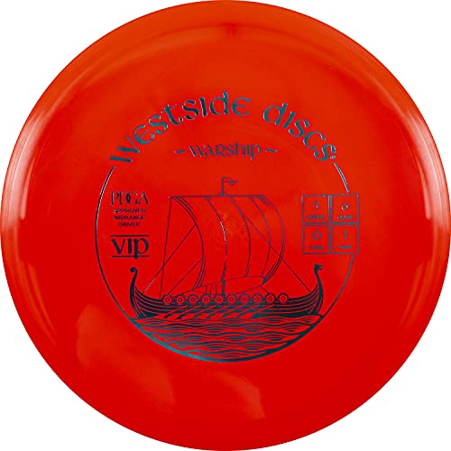 Westside Discs VIP Warship Disc Golf Midrange | Straight Flying Frisbee Golf Midrange | Controllable Golf Disc | Beginner Friendly Disc Golf Midrange | Stamp Colors Will Vary