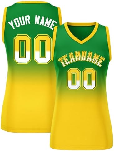 KXK Custom Basketball Jersey for Women Personalized Basketball Gradient Shirts Printed Team Name Number Logo