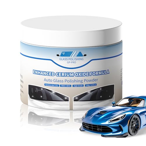 4.94 oz 140 g Cerium Oxide Glass Polishing Premium Windshield Glass Scratch Remover Powder 85% TREO, 3.5 Micron IdealGlass Polishing Compound for AutoGlass, Side Windows, Mirrors DIY or Pro