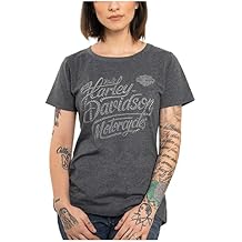 Harley-Davidson Women's Full Force Embellished Short Sleeve Tee - Black