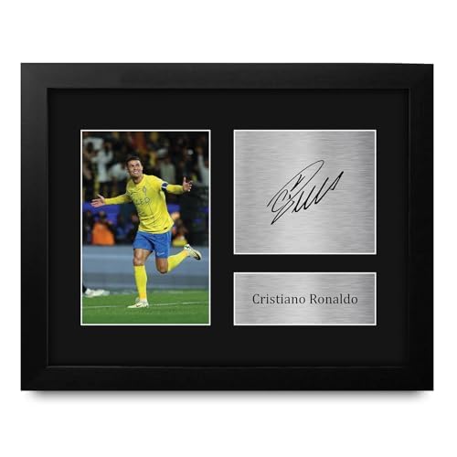 HWC Trading Cristiano Ronaldo Al Nassr Framed Gifts Printed Signed Autograph Picture for Soccer Fans and Supporters - US Letter Size