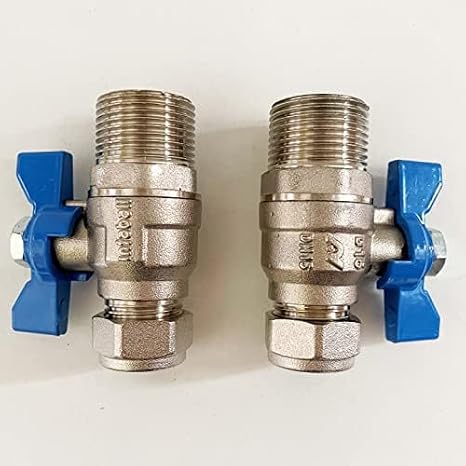 Water Softener Full Flow Isolation Lever Valves 22mm (Pair)