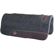HILASON Western Wool Felt Horse Saddle Pad W/Distressed Wear Leather Made in USA | for Horses