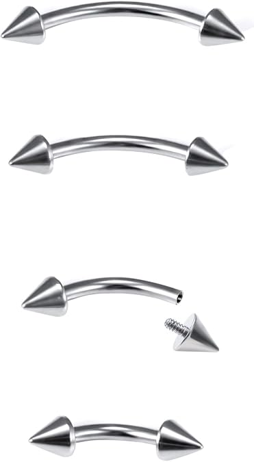 Internally Threaded Eyebrow Piercing Jewelry Titanium Curved Barbell Tiny Eyebrow Ring Vertical Labret Lip Jewelry Ear Rook Small Belly Button Ring for Women Men 16g 6mm/8mm/10mm/12mm