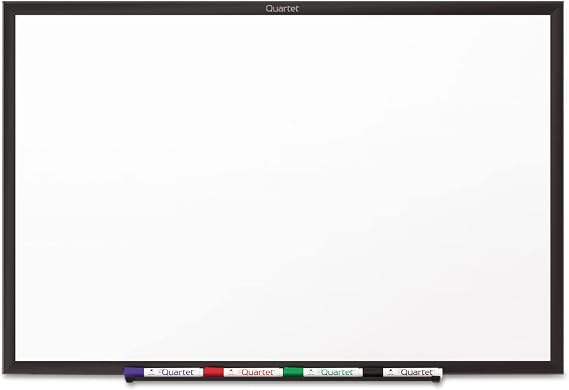Quartet Dry Erase White Board 36"W x 24"H Non-Magnetic Whiteboard, Total Erase, Black Aluminum Frame (S533B)