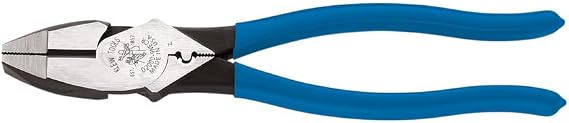 Klein Tools D2000-9NECR Lineman's Pliers with Crimping, Made in USA, High-Leverage Streamline Design with Induction Hardened Knives and Knurled Jaws