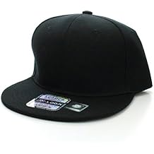 L.O.G.A Plain Flat Bill Visor Blank Snapback Hat Cap with Adjustable Snaps - Black