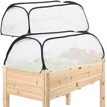 2 Pack Raised Bed Garden Covers,45"x22"x16" Pop Up Greenhouse Plant Row Cover with Breathable Mesh & PE Sides, Plant Protectors for Insects, Birds & Animals, Accelerates Seedling Growth for Vegetables