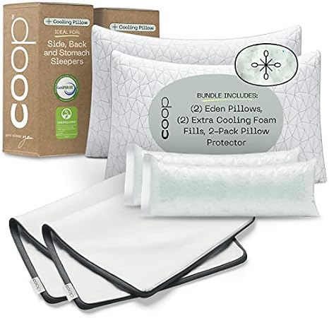 Coop Home Goods Eden Pillow & Protector King Bundle, Set Includes (2) Eden Pillows & (2) UltraTech Waterproof Pillow Protectors
