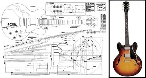 Plan of ES-335 Hollow Body Electric Guitar - Full Scale Print by ALS