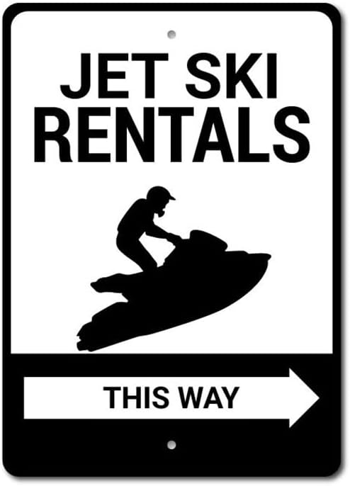 Jet Ski Rentals This Way Sign, Jet Ski Rental Directional Arrow Sign, Jet Ski Lover Sign, Jet Ski Rentals, Jet Skier Aluminum Sign - 12 x 18"