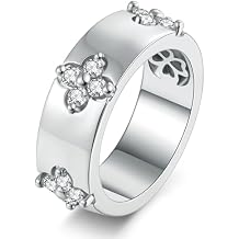 AVECON Clover Moissanite Engagement Ring for Women, 14K Gold/White Gold Plated Wedding Promise Bridal Band, Four Leaf Rings for Her Anniversary Birthday Mothers Day Gift with Hollow Design, Size 6-10