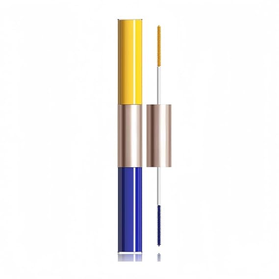 Waterproof Colorful Mascara with Small Brush, 1 Mascara with 2 Colors, Multi-Color, 2 Brush 2 Colors, Smudge-Proof, Long-Lasting, Volume and Lengthening, No Clumping (Yellow & Blue)