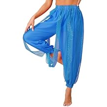 Chiffon Belly Dance Harem Pants Arabic Halloween Lantern Shiny Sequins Pants Fancy Pants Bloomers Trousers for Dancing Women