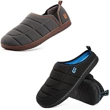 LongBay Mens Outdoor Slippers Two Tone Memory Foam Slip On Indoor House Shoes Loafers