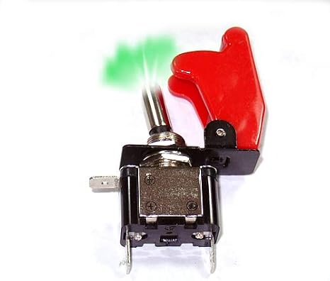Illuminated Toggle Switch On/off 25 Amp 12vdc Color With Position Cover (led Green, Red Cover)