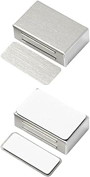 Jiayi 4 Pack Black Ultra Thin Cabinet Door Magnetic Catch for Drawer + 4 Pack Self Adhesive Cabinet Magnetic Catch