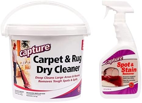 Capture Carpet & Rug Dry Cleaner w/Resealable lid (4 Pound) and Capture Spot and Stain Remover Carpet, Couch, Sofa Cleaner (32 oz) Bundle