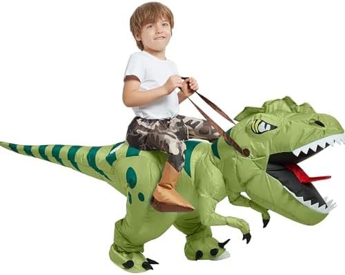 One Casa Inflatable Dinosaur Costume Kids,Blow Up Ride T Rex Suit,Halloween Costumes for Boys Girls