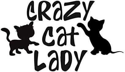 15.2CM8.8CM Vinyl Car Sticker Decal Crazy Cat Lady Kitten Pet Black Silver C10-02441 - (Color Name: Black)