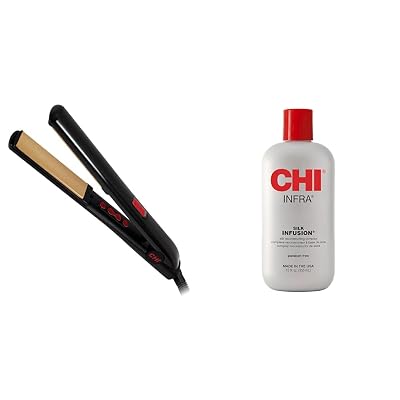 CHI PRO G2 1 Titanium Ceramic Straightener & 12 Oz Silk Infusion Leave-in Hair Treatment