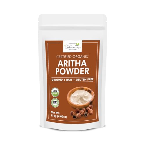 Organic Aritha Soap Nut Powder for Hair and Skin Pure & Natural Reetha No Preservatives Chemical Free 114 Grams 4 OZ