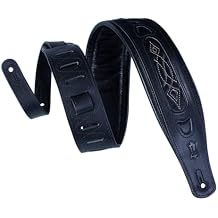Levy's Leathers Rebel Leathers Series 3" Genuine Veg-Tan Leather Guitar Strap with Comfort Padding, Black (PM31-BLK)