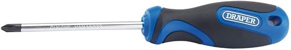 Draper 48932 865CS Number 2 Cross Slot Screwdriver with Soft Grip Handle, 100mm , Blue